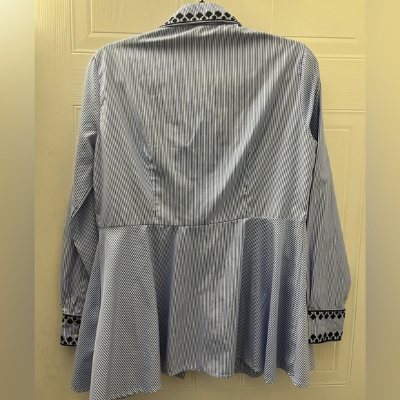 ZARA Striped Shirt With Tassels and Embroidery - Picture 4 of 12